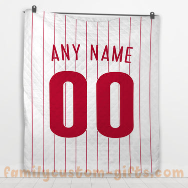 Custom Premium Quilt Blanket Philadelphia Jersey Baseball Personalized Quilt Gifts for Her & Him
